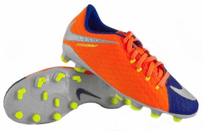 Pomarańczowo-granatowe buty piłkarskie Nike Hypervenom Phelon FG 852595-409 JR