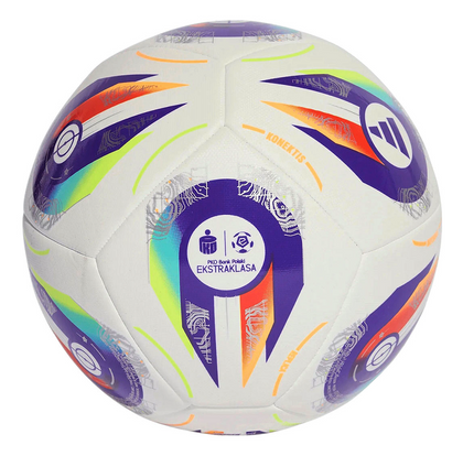 Biało-fioletowa piłka nożna Adidas Ekstraklasa Training JY1298