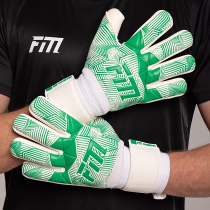 Biało-zielone rękawice bramkarskie Football Masters Varis X White Green