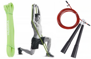 Zestaw Taśma oporowa guma do ćwiczeń Power Band Hudora 7-16 kg + Skakanka Sportvida SV-HK0022