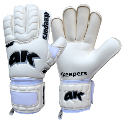 Biało-czarne rękawice bramkarskie 4Keepers Champ Black IV RF - Junior