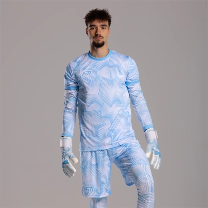 Biało-niebieskie rękawice bramkarskie Football Masters Varis X PRO White Blue