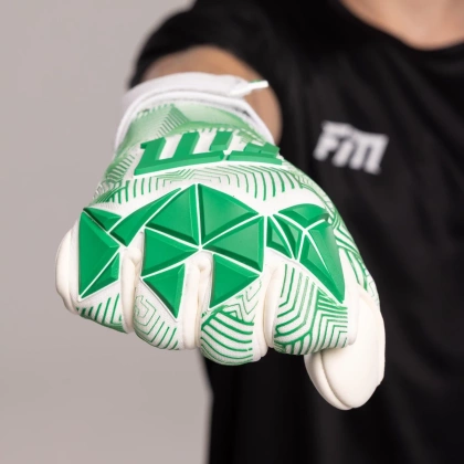 Biało-zielone rękawice bramkarskie Football Masters Varis X Pro White Green