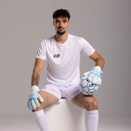 Biało-niebieskie rękawice bramkarskie Football Masters Varis X White Blue