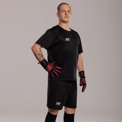 Czarno-czerwone rękawice bramkarskie Football Masters Varis X Black Red