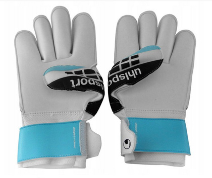 Biało-turkusowe rękawice bramkarskie Uhlsport Eliminator Soft 101103101