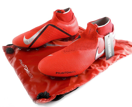 Czerwone buty piłkarskie Korki lanki Nike Phantom VSN Elite DF FG AO3262-600 - profes.