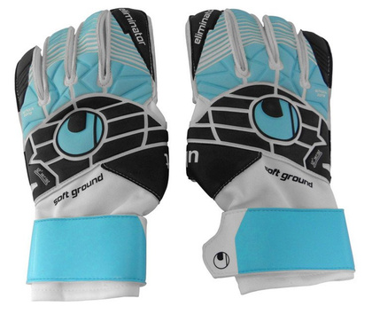 Biało-turkusowe rękawice bramkarskie Uhlsport Eliminator Soft 101103101