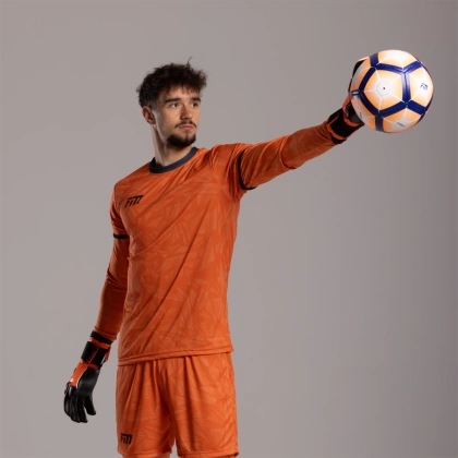 Pomarańczowo-czarne rękawice bramkarskie Football Masters Invictus X PRO Orange Fluo