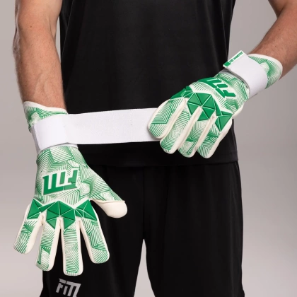 Biało-zielone rękawice bramkarskie Football Masters Varis X Pro White Green NC