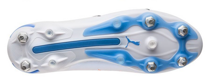 Biało-niebieskie buty sportowe wkręty Puma King Ultimate MxSG 107098 01