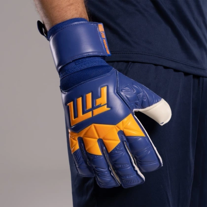 Granatowo-pomarańczowe rękawice bramkarskie Football Masters Invictus X Blue Orange