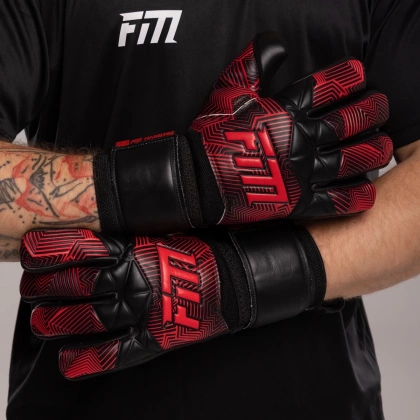 Czarno-czerwone rękawice bramkarskie Football Masters Varis X Black Red