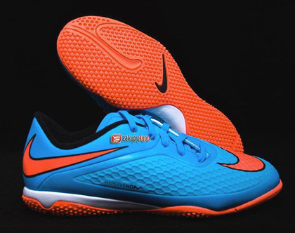 Niebiesko-pomarańczowe buty piłkarskie na halę Nike Hypervenom Phelon IC 599811-484 Jr