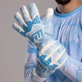 Biało-niebieskie rękawice bramkarskie Football Masters Varis X PRO White Blue