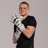 Białe rękawice bramkarskie Football Masters Invictus X Pro White Ocean RF