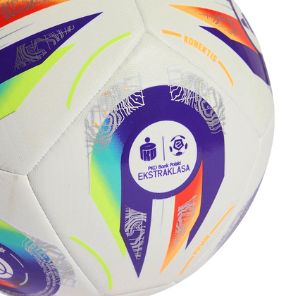 Biało-fioletowa piłka nożna Adidas Ekstraklasa Training JY1298
