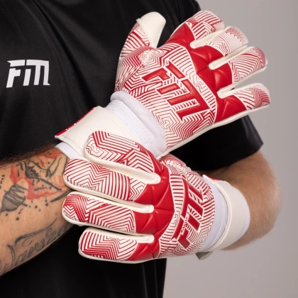 Biało-czerwone rękawice bramkarskie Football Masters Varis X White Red