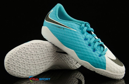 Niebiesko-białe buty piłkarskie na halę Nike Hypervenom Phelon IC 852600-104 JR
