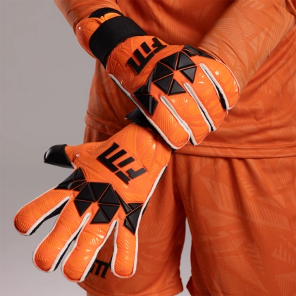 Pomarańczowo-czarne rękawice bramkarskie Football Masters Invictus X PRO Orange Fluo