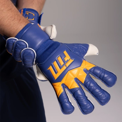 Granatowo-pomarańczowe rękawice bramkarskie Football Masters Invictus X Blue Orange