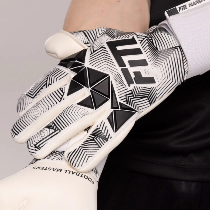 Biało-czarne rękawice bramkarskie Football Masters Varis X Pro White Black