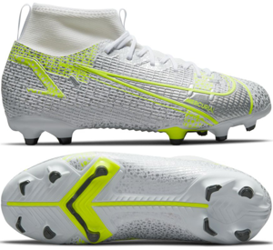 Srebrno-białe buty piłkarskie Nike Mercurial Superfly 8 Academy FG/MG CV1127-107 - Junior