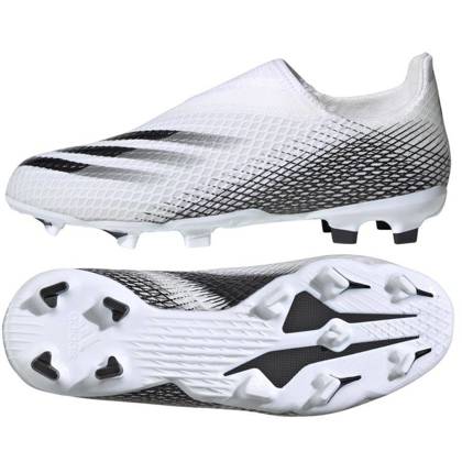 Biało-czarne buty piłkarskie korki Adidas X Ghosted.3 LL FG EG8151 - Junior