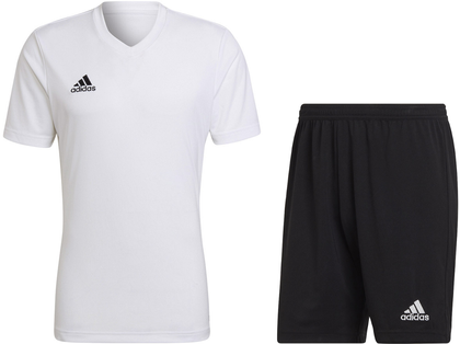 Biało-czarny strój sportowy na WF Adidas Entrada HC5054+H57502 - Junior 