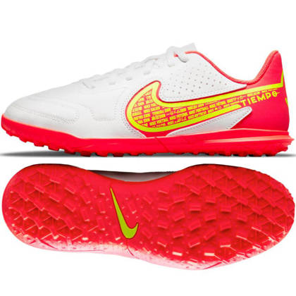 Biało-czerwone buty piłkarskie turfy Nike Tiempo Legend 9 Club DA1334 176 - Junior