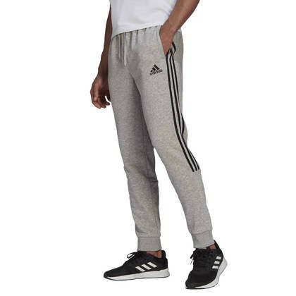 Ciemnoszare spodnie dresowe Adidas Essentials Tap Cuff 3 Stripes GK8976