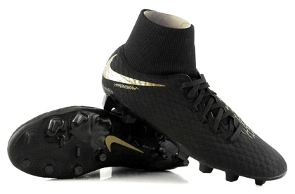 Czarne buty piłkarskie Nike Hypervenom Phantom Academy DF FG AH7287-090 JR