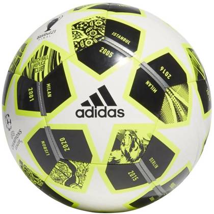 Czarno-biało-żółta piłka nożna Liga Mistrzów Adidas Finale 21 Club GK3472 - rozmiar 4