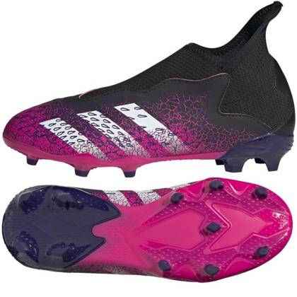 Czarno-różowe buty piłkarskie korki Adidas Predator Freak.3 LL FG FW7529 - Junior