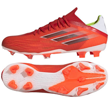 Czerwono-białe buty piłkarskie korki Adidas X Speedflow.2 FG FY3289
