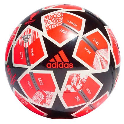 Czerwono-czarna piłka nożna Liga Mistrzów Adidas Finale 21 Club GK3470 - rozmiar 5