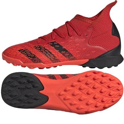 Czerwono-czarne buty piłkarskie turfy Adidas Predator Freak.3 TF FY6314 - Junior