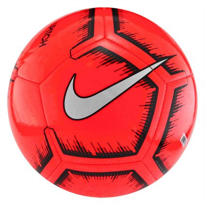 Czerwono-srebna piłka nożna Nike Pitch SC3316-657 - rozmiar 5