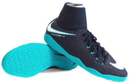 Granatowo-niebieskie buty piłkarskie na halę Nike HypervenomX Phelon DF IC 917768-414