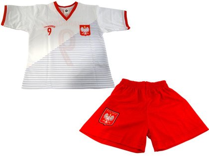 Komplet piłkarski Reda Polska Lewandowski 2018 junior biało-czerwony