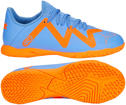 Niebiesko-pomarańczowe buty halowe Puma Future Play IT 107204 01 - Junior