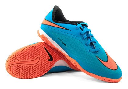Niebiesko-pomarańczowe buty piłkarskie na halę Nike Hypervenom Phelon IC 599811-484 Jr