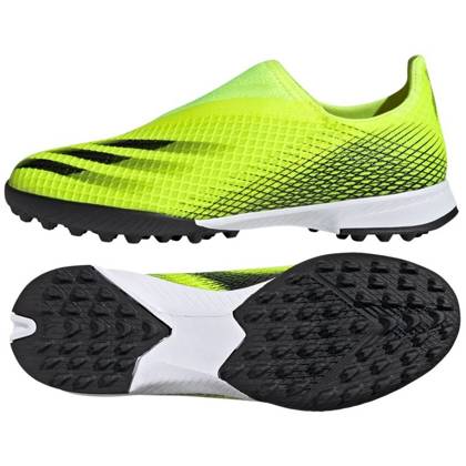 Seledynowo-czarne buty piłkarskie turfy Adidas X Ghosted.3 LL TF FW6982 - Junior