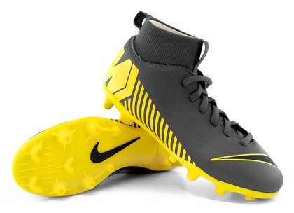 Szaro-żółte buty piłkarskie Nike Mercurial Superfly Club FG/MG AH7339-070 JR