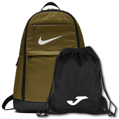 Zielony plecak szkolny Nike Brasilia BA5892-399 + Worek na buty JOMA